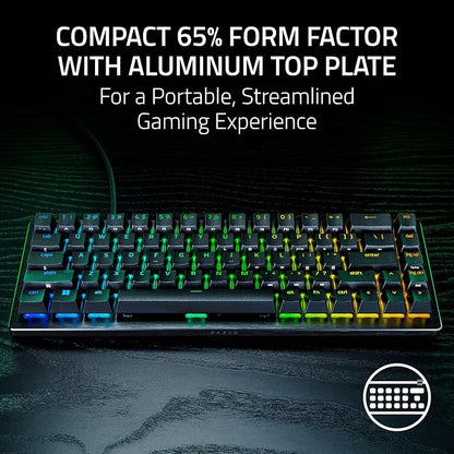 Razer Huntsman V3 HE Magnetic Mini 65% 8KHz Wired Gaming Keyboard | Hall Effect Magnetic Switches, 8000 Hz Polling, Razer Snap Flex,Razer Snap Tap, Rapid Trigger, Adjustable Actuation