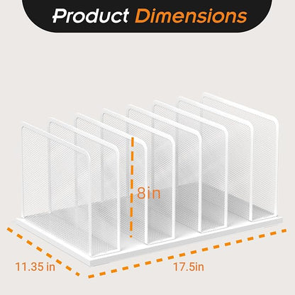 Kuntine.B 7-SectionUpright Desk File Organizer White 2 Pack | Vertical, Mesh, Metal, Assembly, Stability, Sturdiness, Organization, Standing