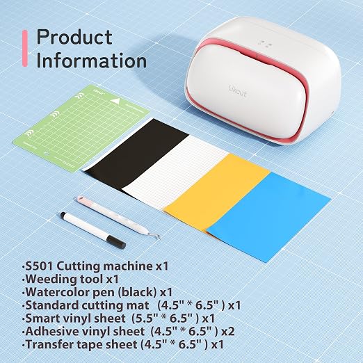 Likcut Portable Vinyl Cutter Machine for DIY Crafts, Compact Cutting Machine for Stickers