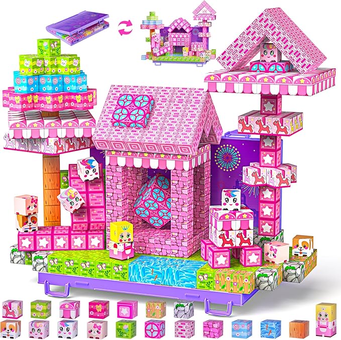Magnetic Blocks, Magnetic Building Blocks,STEM Constructions Magnet Blocks for Kids, Boys and Girls Age 3+ Years Old, Building Toys Gifts for Kids 84PCS 1" Large Size
