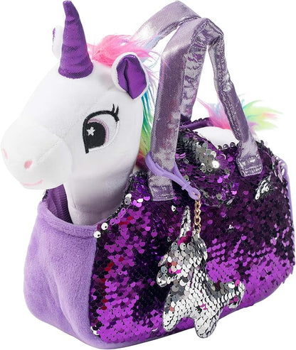 Little Jupiter Plush Pet Set w/Purse - Stuffed Animals for Girls - Unicorn Plush - Stuffed Plushies - Gift for Age 4-5 - 6-7 yrs (White Unicorn)