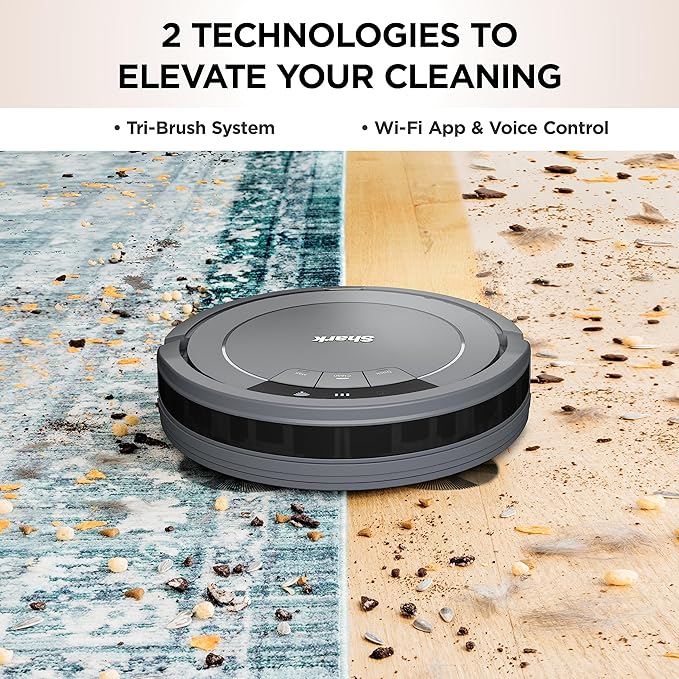 Shark ION Robot Vacuum, Tri-Brush System, Grey, AV753 | Tri-Brush System, Wi-Fi Connected, Works with Alexa & Google Assistant, 120-Min Runtime, Multi-Surface Cleaning