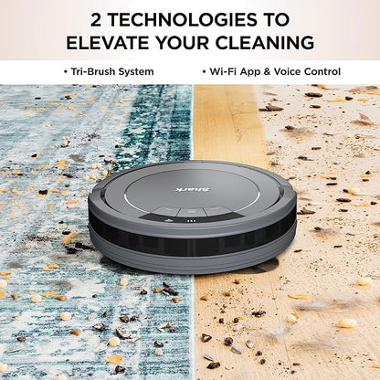 Shark ION Robot Vacuum, Tri-Brush System, Grey, AV753 | Tri-Brush System, Wi-Fi Connected, Works with Alexa & Google Assistant, 120-Min Runtime, Multi-Surface Cleaning