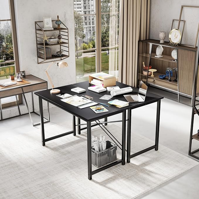 OLIXIS 47 Inch Computer Office Desk for Small Spaces, Writing Gaming Work Desk Modern Study Table with Storage Bag & Headphone Hook Home Bedroom, Black | Computer Writing Workstation, Strong Metal Frame, Small Spaces Home Bedroom Dorm, Black
