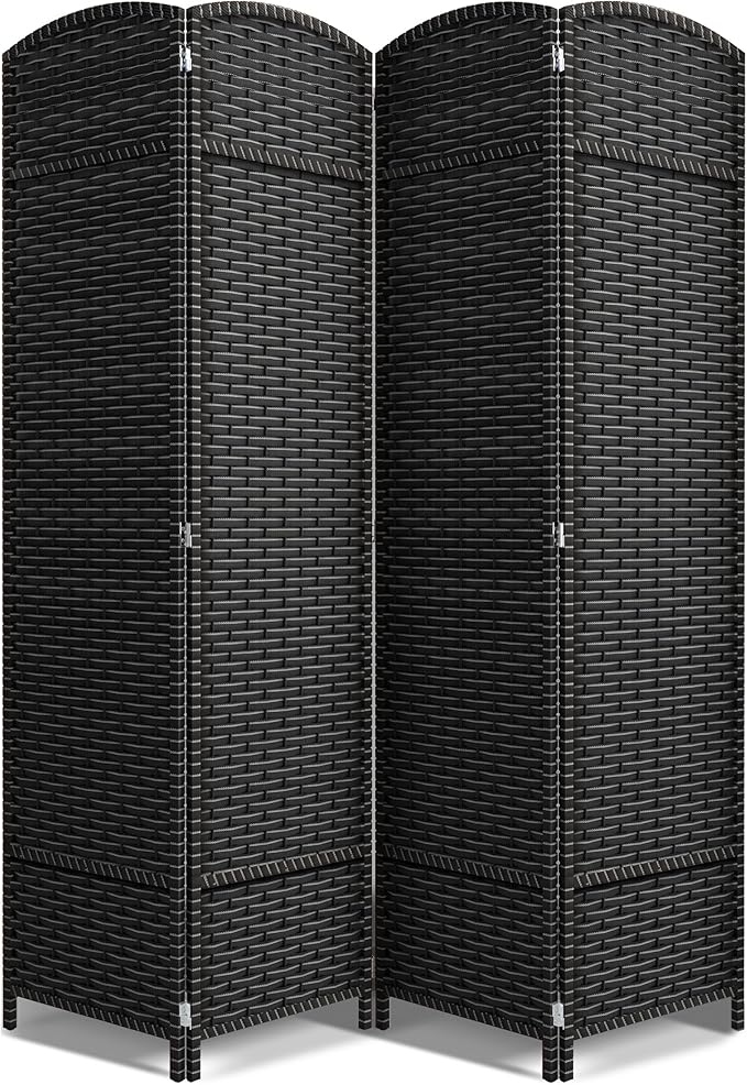 Sorbus 4 Panel Room Divider 6 ft. Tall - Privacy Screen, Extra Wide Double Hinged Panels, Mesh Hand-Woven Design, Partition Room Dividers and Folding Privacy Screens, Wall Divider for Room Separation