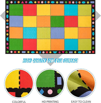 Booooom Jackson Classroom Rug, Large ClassroomSeating Rug 7'5"x13'Classroom Carpet with Non-Slip Backing, Elementary Classroom Area Rug Preschool Rug