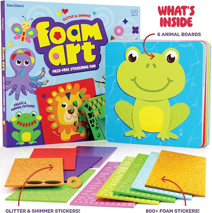 Dan&Darci Foam Sticker Art Craft for Kids - Toddler Arts & Crafts for Ages 3-5 - Boys 4-6 Birthday Gift - DIY Kid Activities Ages 3 4 5 6 Years - 4 Year Old Boy Gifts - Mess Free Craft Activity