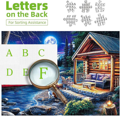 Puzzles for Adults 1000 Pieces, Moonlit Canoe Lake Cottage Landscape Jigsaw Puzzle for 1000 Pieces Perfect for Challenging Game Nights, Finished Size 27.5"x19.7"