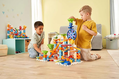 VTech Marble Rush Adventure Set, Construction Toys for Kids with 10 Marbles and 128 Building Pieces, Electronic Track Set for Boys and Girls, Colour-Coded Building Toy with Music and Sound, 4 Years +