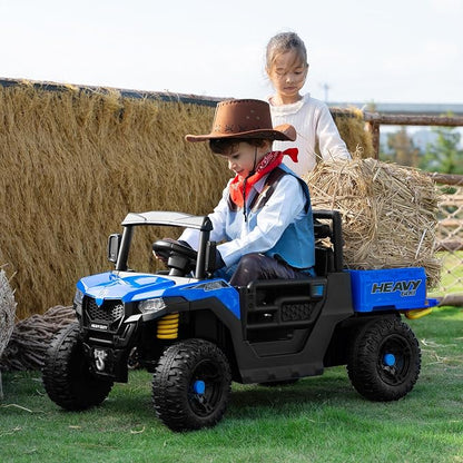 TOBBI Ride on Dump Truck with Electric Dump, Ride on Car with Remote Control, Kids Car to Drive Battery Power Wheels Electric Car Toys for Kids Toddlers Aged 3-8 with Music Player LED Light