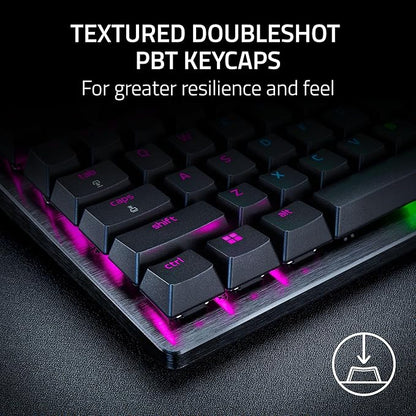 Razer Huntsman V3 Pro Esports Gaming Keyboard, Black | Analog Optical Switches, Snap Tap, Rapid Trigger, Adjustable Actuation, Media Keys & Dial, Doubleshot PBT Keycaps, Wrist Rest