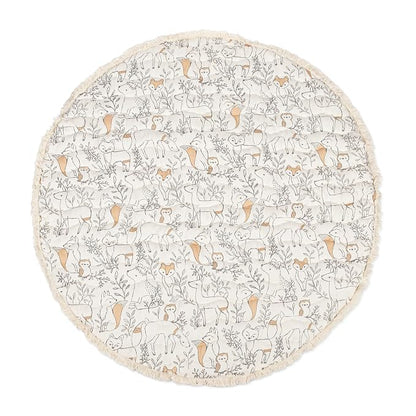 Crane Baby Play Mat, Floor Mat for Babies and Toddlers, 40" x 40", Woodland Animals