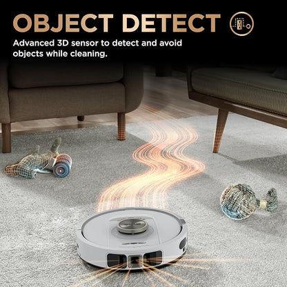 Shark PowerDetect NeverTouch Pro Robot Vacuum & Mop, White, AV2810ZEWH | 5 PowerDetect Technologies, NeverStuck, NeverTouch Pro Base (Self-Empty, Self-Refill, Pad Wash/Dry), 360° LiDAR + 3D Sensor