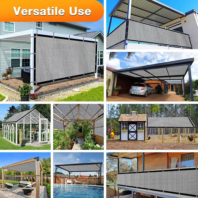 Artpuch Outdoor Pergola Shade Cover 8x15 FT Sun Shade Cloth with Grommets Light Grey 90% UV Protection Canopy Patio Privacy Screen (Customized Available)