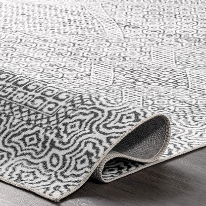 nuLOOM Abstract Tribal Machine Washable Ultra Thin Area Rug, 5x8, Grey