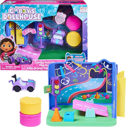 Gabby's Dollhouse, Carlita Purr-ific Play Room with Carlita Toy Car, Accessories, Furniture and Dollhouse Deliveries, Kids Toys for Ages 3 and up