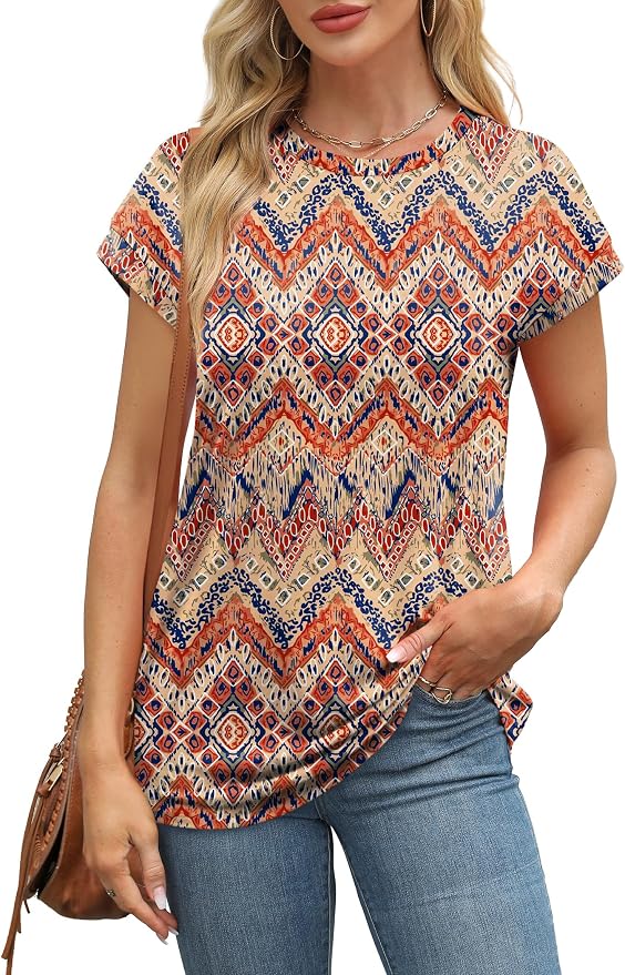 Alaroo Womens Summer Tops Short Sleeve Shirts Crew Neck Tshirt Cute Trendy Tunic Blouses (S-3XL)
