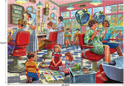 RoseArt - Back to the Past - Hairdresser Beauty Parlor 1000 Piece Jigsaw Puzzle - Retro Vintage Puzzle for Adults - Finished Size 26.625 x 19.25 Made in USA