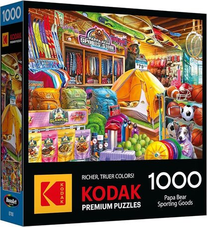 RoseArt Kodak Premium 1000 Piece Jigsaw Puzzle for Adults – Papa Bear Sporting Goods – Colorful Outdoor Camping & Sports Store Scene – Rich, Vivid Colors – 26.625 x 19.25 Inches
