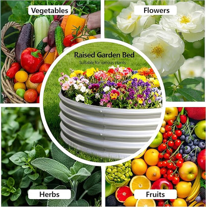 2PCS 8x2x1FT Galvanized Raised Garden Bed Kit,Vegetable Boxes-Oval Metal Flower Box,Large Planter Raised Beds Outdoor Garden for Planting,Fruit,Herb-Silver