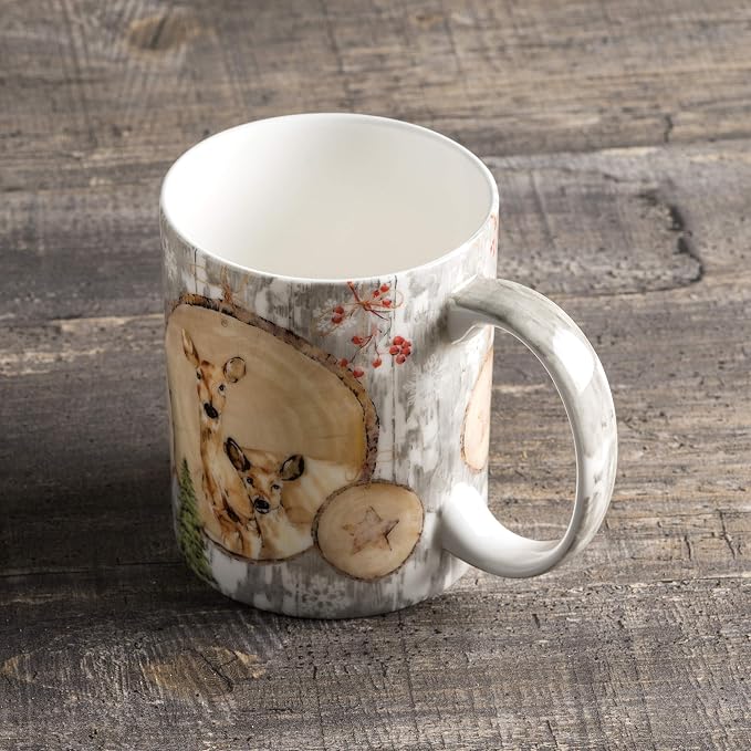Maison d' Hermine Coffee Mug with Handles Tea Cups (12 Ounce, Pack of 1) | Fine Bone China Coffee Mugs for Hot Beverages Cappuccino Latte Home Restaurant Hotel Spring Summer -Mountain Life - Winteralp