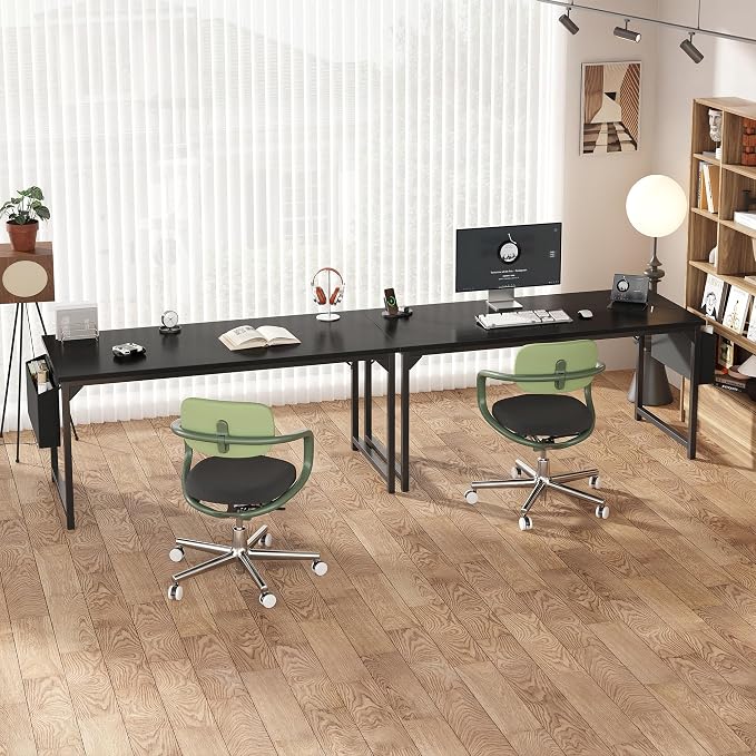 OLIXIS Computer Desk, 63 Inch Gaming Desks for Home Office Small Spaces | Writing Study Craft Work Table, Computer Workstation for Bedroom with Storage Bag, Black