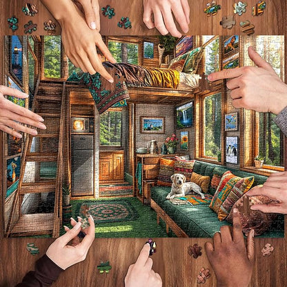 Forest House Puzzles for Adults 1000 Pieces, Letters on Back, Hard Difficult Challenging, Precise Interlocking Pieces, Gifts for Father's Day