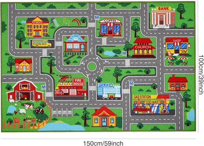 Kids Carpet Playmat Rug 59"x39.4", Car Rug for Kids Cars, Non-Slip Town City Road Map Kids Rug for Playroom Bedroom Boys, Kids Car Mat Road Rug, Track Rug Car Play Rug for Kids (59X39.4 INCH)