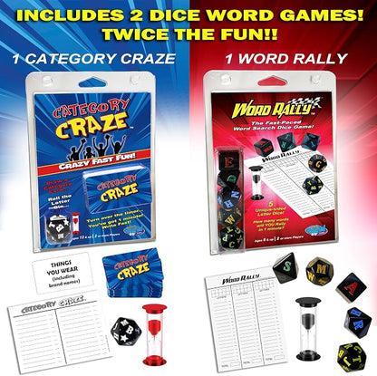 2-Pack – Category Craze and Word Rally Fast-paced, Family-Friendly Word-Fun Games!