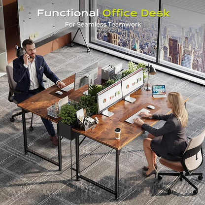 PRAISUN 47 Inch Computer Desk, Home Office Desk with Spacious Desktop, Rustic Brown