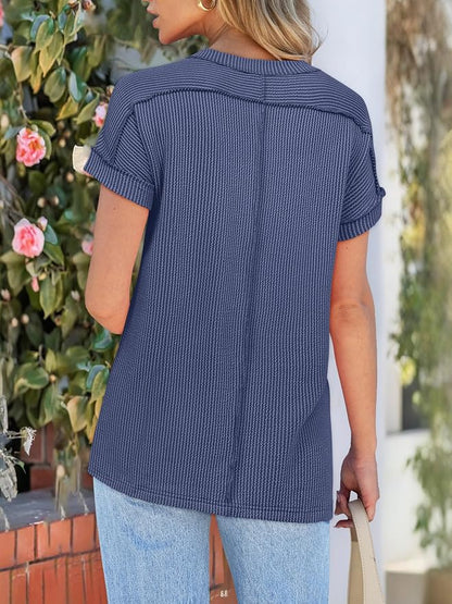 ANRABESS Womens Short Sleeve Crewneck Shirts Ribbed Knit High Low Hem T Shirt 2026 Summer Spring Casual Tops Trendy Clothes