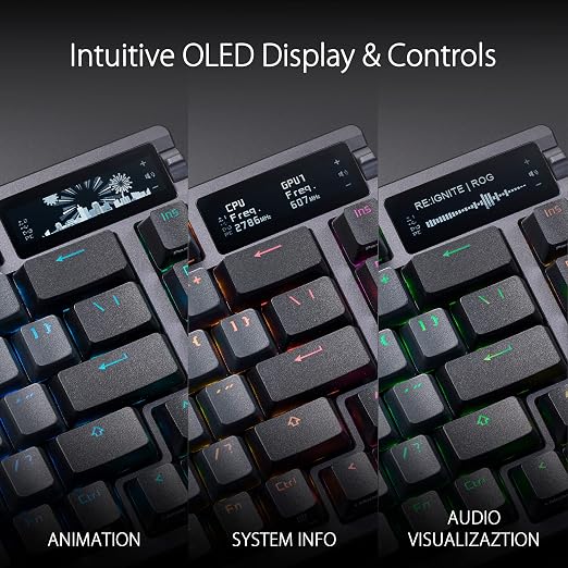 ASUS ROG Azoth Wireless Mechanical Gaming Keyboard – 75% TKL, Tri-Mode Connectivity, Hot Swappable Pre-lubed ROG NX Storm Clicky Switches, PBT Keycaps, RGB, OLED Display, PC/Mac Support - Black