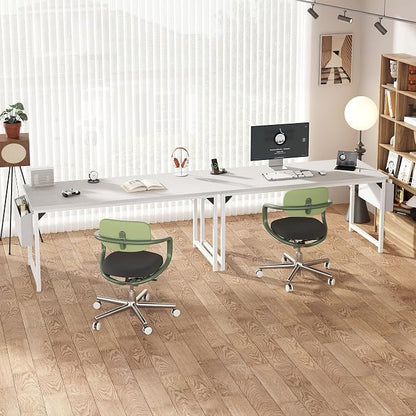 OLIXIS Computer Desk, 63 Inch Gaming Desks for Home Office Small Spaces | Writing Study Craft Work Table, Computer Workstation for Bedroom with Storage Bag, All White