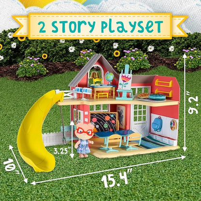 Honey Bee Acres Sunshine Meadow School Complete Set with Miniature Flocked Figure, 21 Pieces , Ages 3+