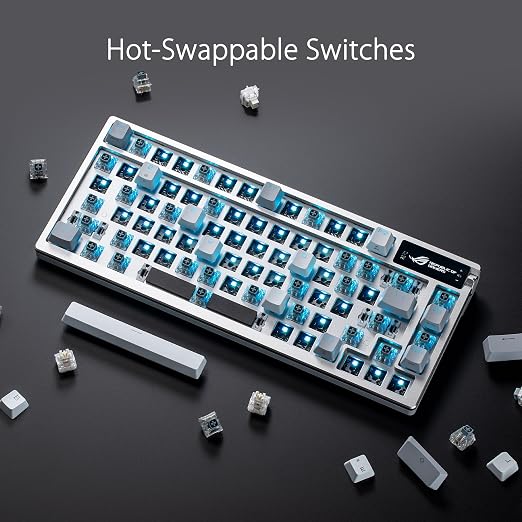 ASUS ROG Azoth Wireless Mechanical Gaming Keyboard – 75% TKL, Tri-Mode Connectivity, Hot Swappable Pre-lubed ROG NX Snow Linear Switches, PBT Keycaps, RGB, OLED Display, PC/Mac Support - White | Tri-Mode Connectivity, Hot Swappable Switches, Pre-lubed ...