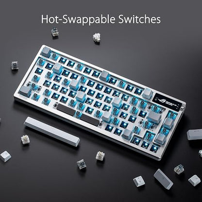 ASUS ROG Azoth Wireless Mechanical Gaming Keyboard – 75% TKL, Tri-Mode Connectivity, Hot Swappable Pre-lubed ROG NX Snow Linear Switches, PBT Keycaps, RGB, OLED Display, PC/Mac Support - White | Tri-Mode Connectivity, Hot Swappable Switches, Pre-lubed ...