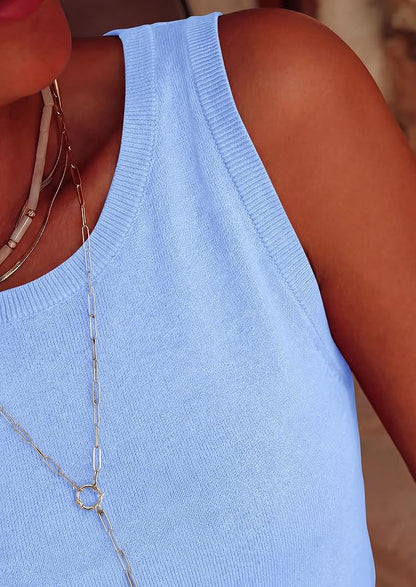 PRETTYGARDEN Sleeveless Sweater Tops for Women 2026 Summer Dressy Ribbed Tank Tops Spring Business Casual Work Shirts Blouses