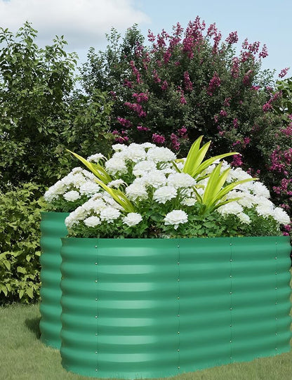 2 Pcs Raised Garden Beds Outdoor 4x2x2 ft - Galvanized Steel Planter Box for Vegetables, Flowers, Rust-Resistant Garden Box, Easy Assembly Raised Beds, Durable Planters for Outdoor Plants, Green