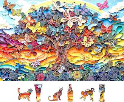 500 Pieces Puzzles for Adults - Butterfly Tree of Life Jigsaw Puzzle, Challenging Impossible Hard Difficult Stunning Art Wall Decor for Family Games Gift 23 x 15 inch