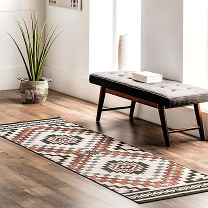nuLOOM Leighton Machine Washable Southwestern Medallion Ultra Thin Runner Rug, 2' 6" x 10', Beige