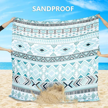 WIWIGO Beach Blanket Waterproof Sandproof Beach Mat 79" X 83"/10'x9'for 2-8 Adults Quick Drying Outdoor Picnic Mat Beach Accessories for Travel, Camping, Hiking