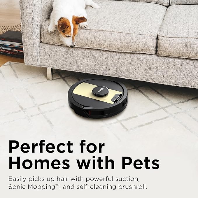 Shark IQ 2-in-1 Robot Vacuum and Mop with Row-by-Row Cleaning, Perfect for Pet Hair, Compatible with Alexa, No Self-Empty Base, Black/Bronze, RV2410WD