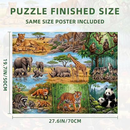 Nattork Jigsaw Puzzles 1000 Pieces for Adults, Families (Animal Family) Pieces Fit Together Perfectly