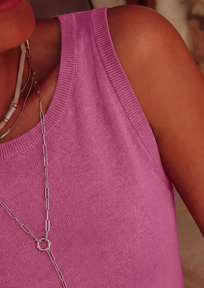PRETTYGARDEN Sleeveless Sweater Tops for Women 2026 Summer Dressy Ribbed Tank Tops Spring Business Casual Work Shirts Blouses
