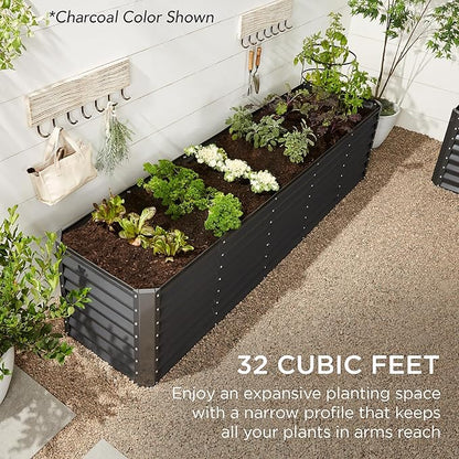 Best Choice Products 8x2x2ft Raised Outdoor Metal Garden Bed, Deep Root Box Planter for Vegetables, Flowers, Herbs, 240 Gallon Capacity, 100% Non Toxic Materials - Mist Blue