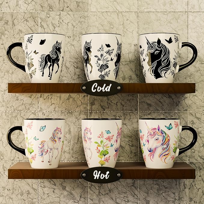 Color Changing Unicorn Coffee Mug 12oz – Heat Sensitive Ceramic Cup with Floral Reveal – Unicorn Gifts for Women, Unique Coffee Mugs, Christmas Holiday Gift, Perfect for Coffee, Tea or Cocoa