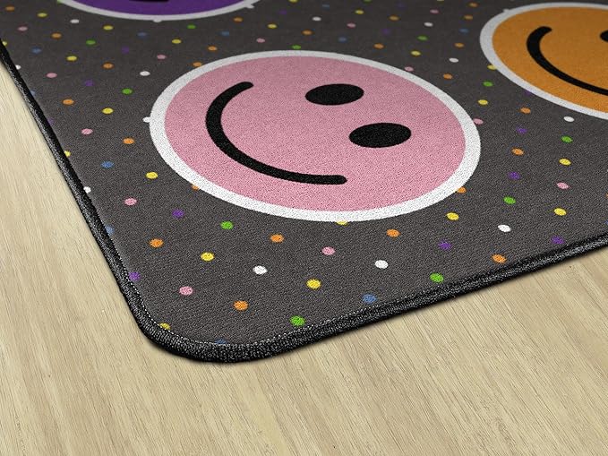 Flagship Carpets Smiley Seating (Seats 30) Classroom Area Rug or Educational Learning Mat, Kids Room or Playroom Carpet, 10'6" x 13'2", Gray/Multi