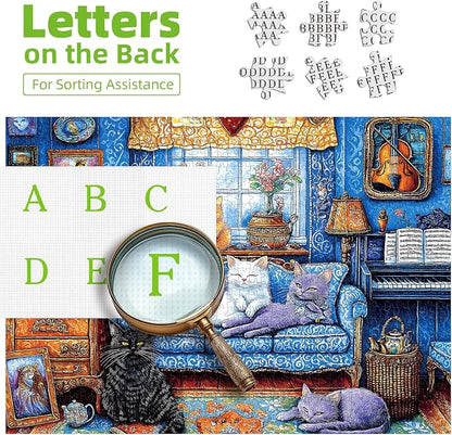 Blueforest 500 Piece Puzzles for Adults Clearance, Difficult Jigsaw Puzzles for Adult Challenging, Funny Cute Cats Unique Jigsaw Puzzles for Gifts Party Games Family Fun