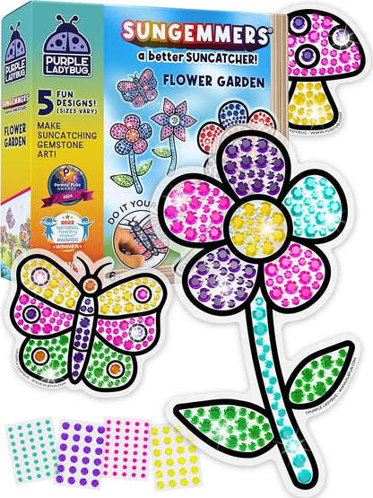 SunGemmers Suncatcher Gem Art for Kids, Summer Toys for Kids Ages 4-8, Great 6 Year Old Girl Gifts, Birthday Gift for Girls 5 6 7 8 9 10, Arts and Crafts for Kids Ages 6-8, Window Diamond Art Kit