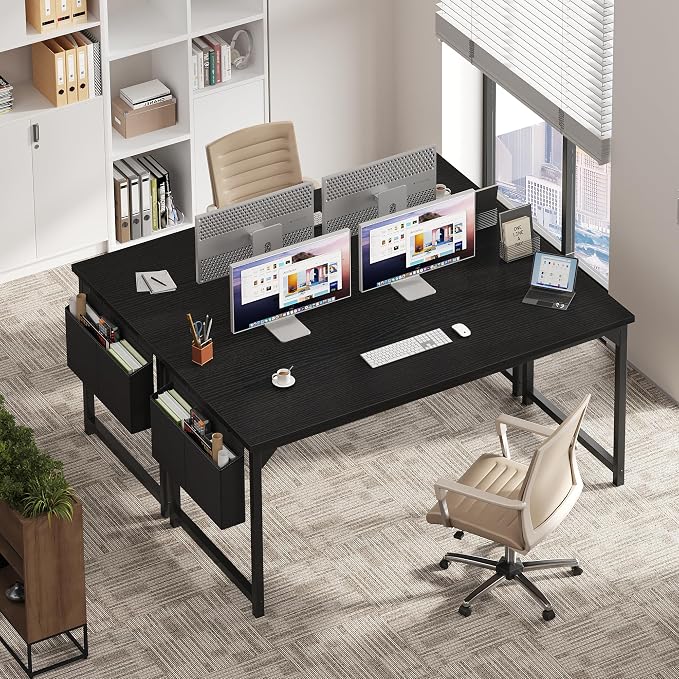 OLIXIS Computer Desk, 63 Inch Gaming Desks for Home Office Small Spaces | Writing Study Craft Work Table, Computer Workstation for Bedroom with Storage Bag, Black
